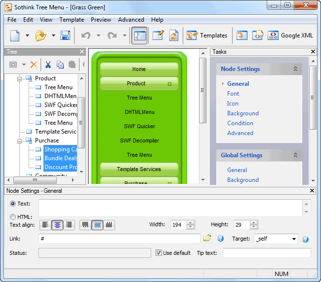 Screenshot of Sothink Tree Menu builder